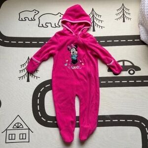 DISNEY Baby Minnie Mouse Onesie Footie Pink Size 6/9M